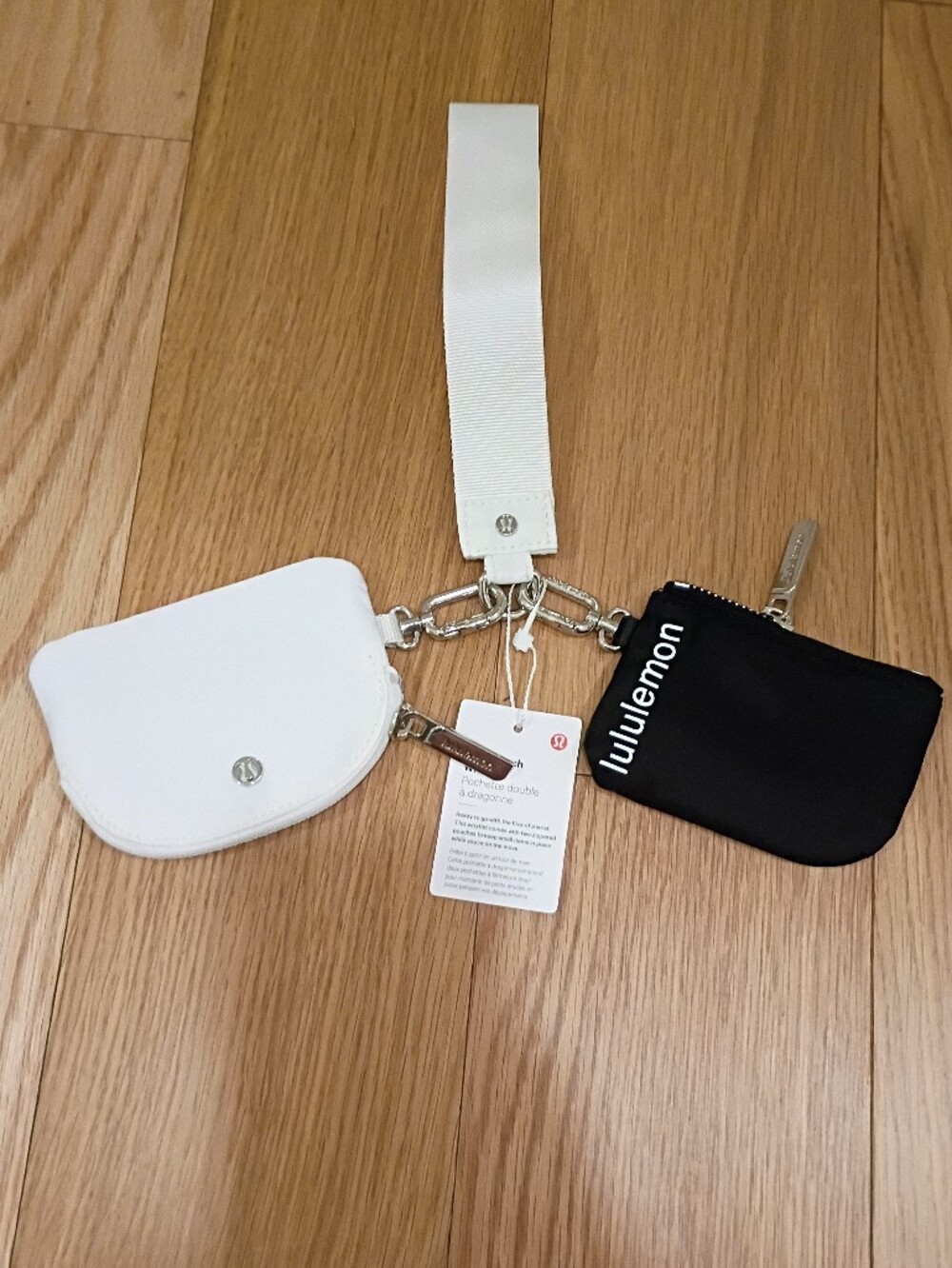 Lululemon Black And White Dual Pouch Wristlet Keychain Set